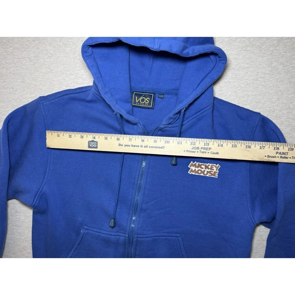 Vos Sports Mickey Mouse Blue Zip Up Sweater With Hood Blue Junior Size 18 Xl